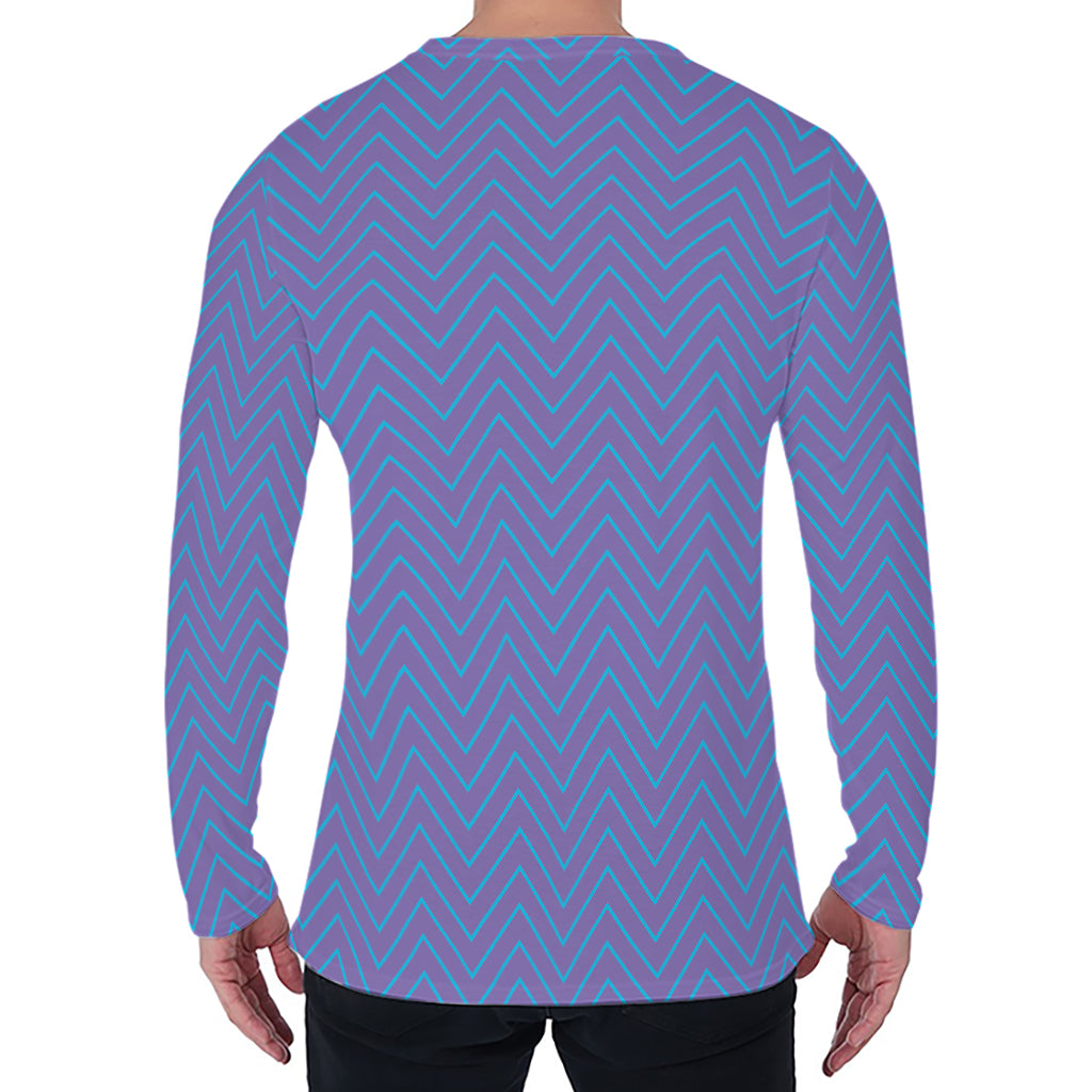 Blue And Purple Zigzag Pattern Print Men's Long Sleeve T-Shirt