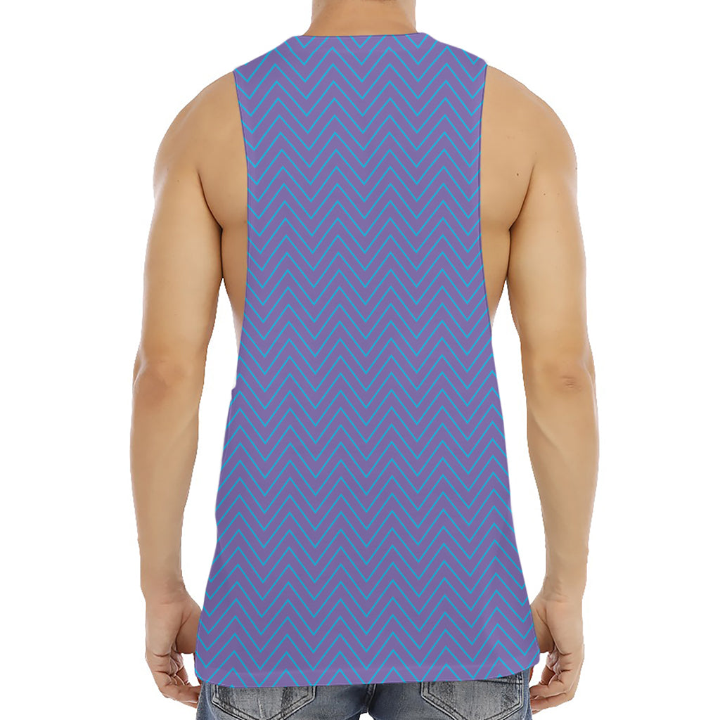 Blue And Purple Zigzag Pattern Print Men's Muscle Tank Top