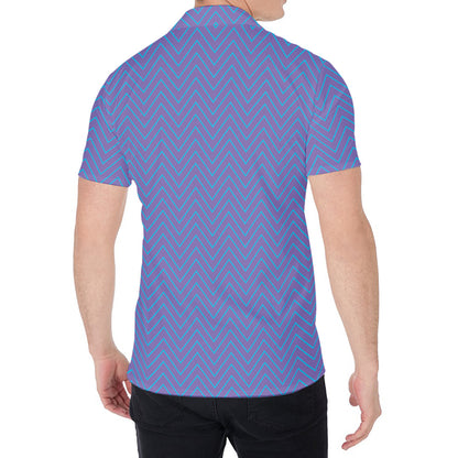 Blue And Purple Zigzag Pattern Print Men's Shirt
