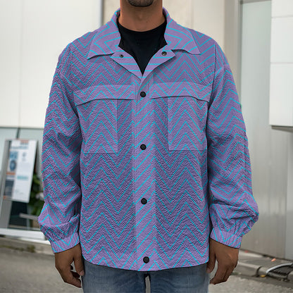 Blue And Purple Zigzag Pattern Print Men's Shirt Jacket