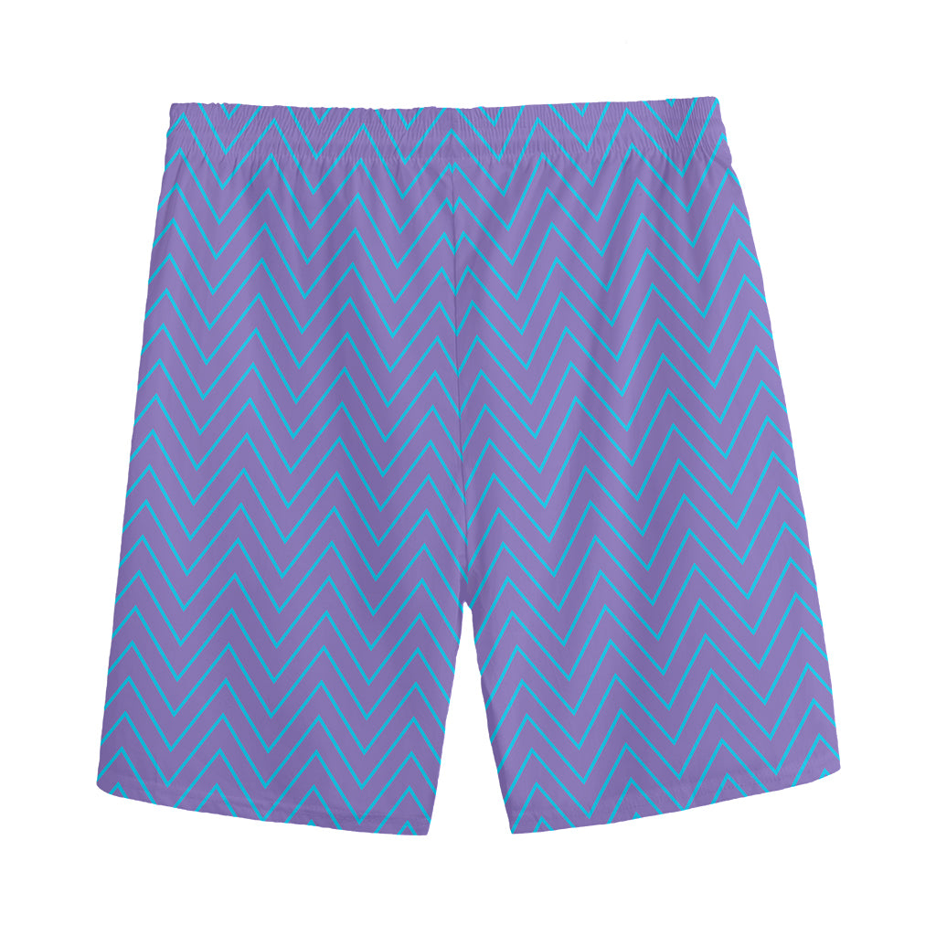 Blue And Purple Zigzag Pattern Print Men's Sports Shorts