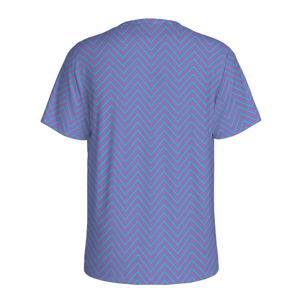 Blue And Purple Zigzag Pattern Print Men's Sports T-Shirt