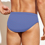Blue And Purple Zigzag Pattern Print Men's Swim Briefs