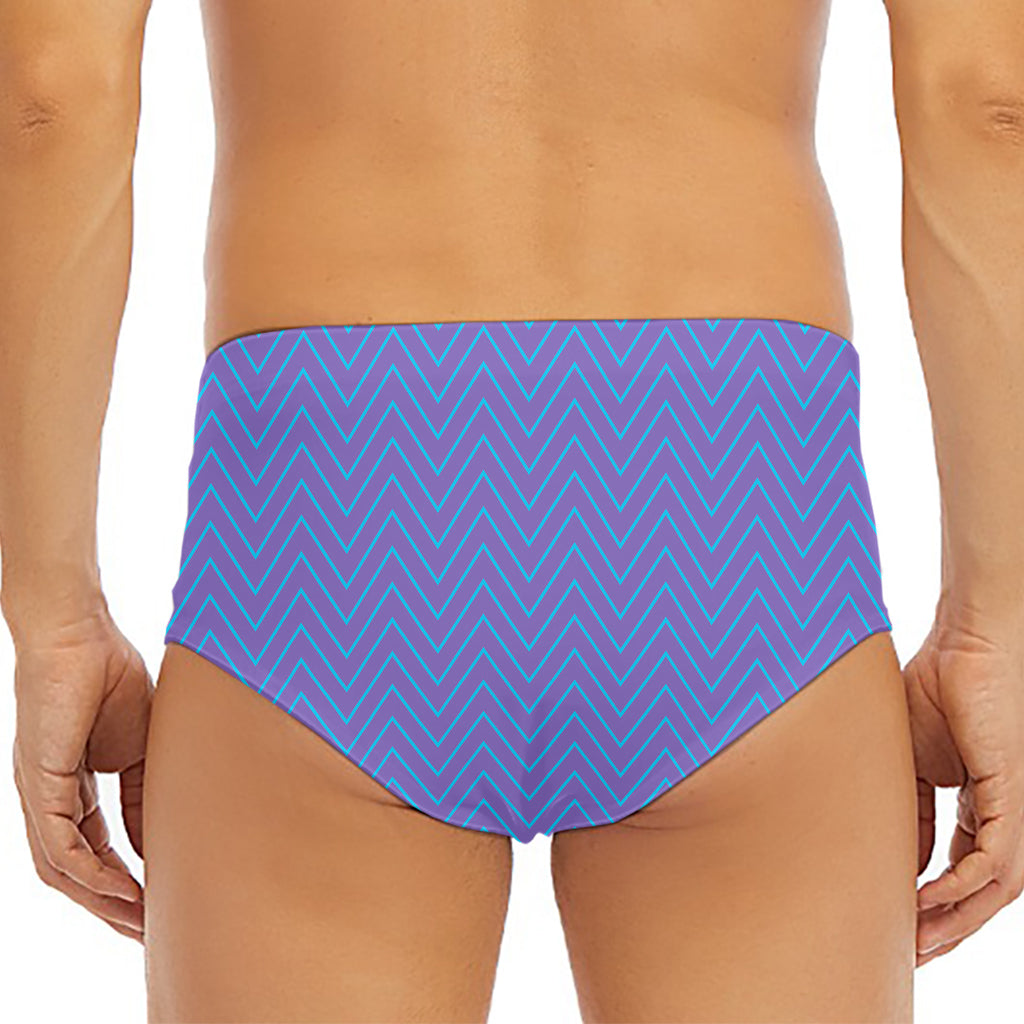 Blue And Purple Zigzag Pattern Print Men's Triangle Swim Briefs