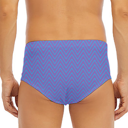 Blue And Purple Zigzag Pattern Print Men's Triangle Swim Briefs