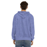 Blue And Purple Zigzag Pattern Print Men's Velvet Pullover Hoodie