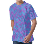 Blue And Purple Zigzag Pattern Print Men's Velvet T-Shirt