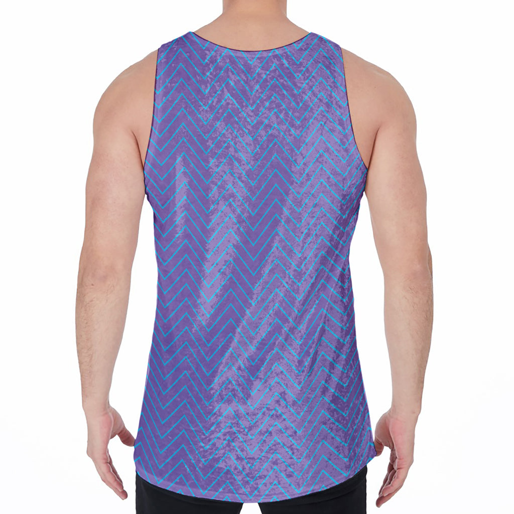 Blue And Purple Zigzag Pattern Print Men's Velvet Tank Top