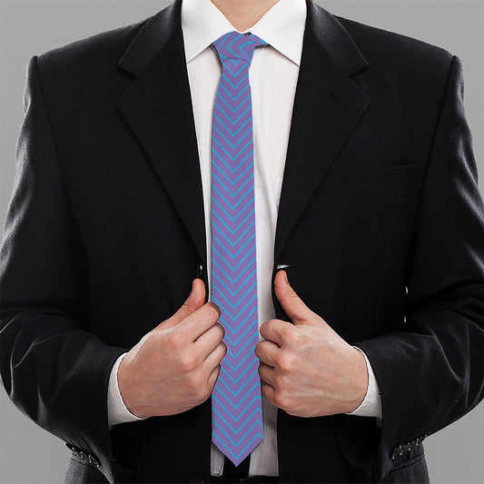 Blue And Purple Zigzag Pattern Print Necktie