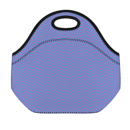 Blue And Purple Zigzag Pattern Print Neoprene Lunch Bag