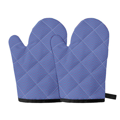 Blue And Purple Zigzag Pattern Print Oven Mitts
