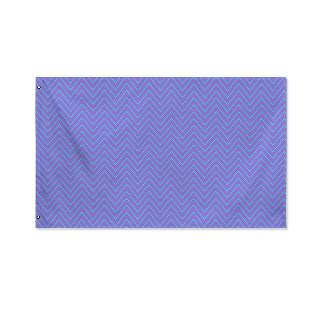 Blue And Purple Zigzag Pattern Print Polyester Flag