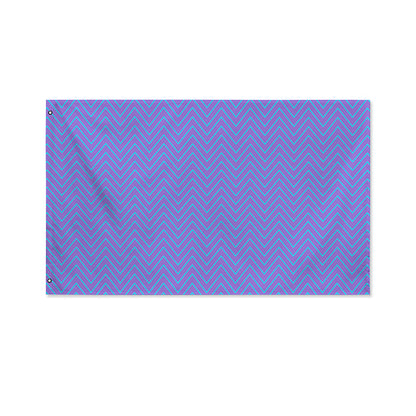 Blue And Purple Zigzag Pattern Print Polyester Flag