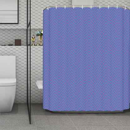 Blue And Purple Zigzag Pattern Print Polyester Shower Curtain