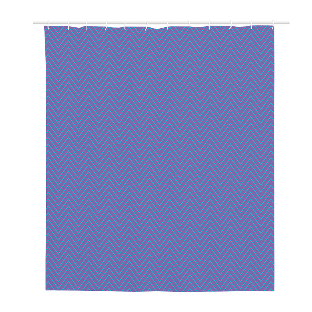 Blue And Purple Zigzag Pattern Print Polyester Shower Curtain