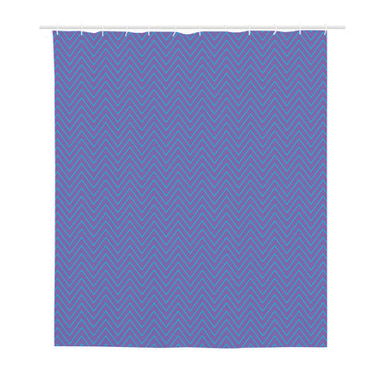 Blue And Purple Zigzag Pattern Print Polyester Shower Curtain