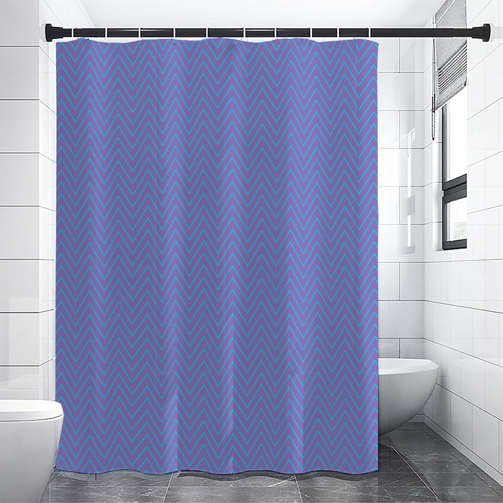 Blue And Purple Zigzag Pattern Print Premium Shower Curtain