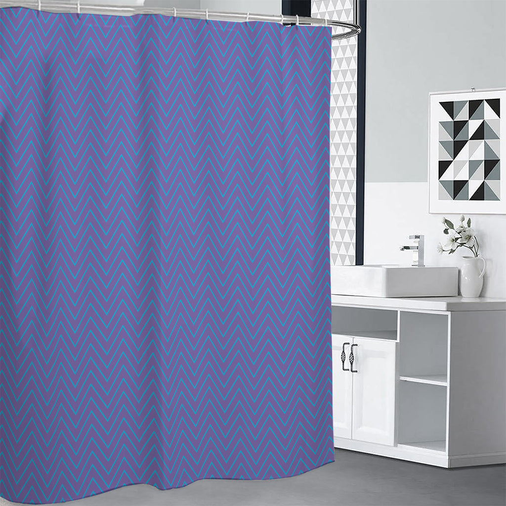 Blue And Purple Zigzag Pattern Print Premium Shower Curtain