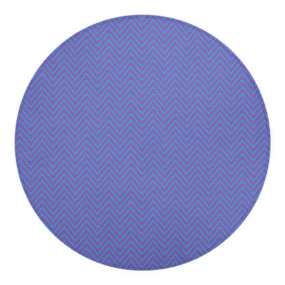 Blue And Purple Zigzag Pattern Print Round Blanket