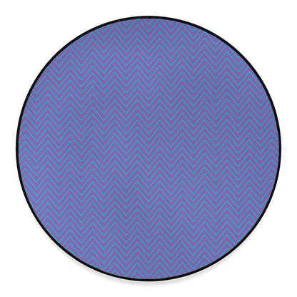 Blue And Purple Zigzag Pattern Print Round Floor Mat