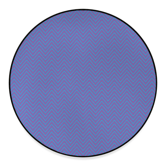 Blue And Purple Zigzag Pattern Print Round Floor Mat