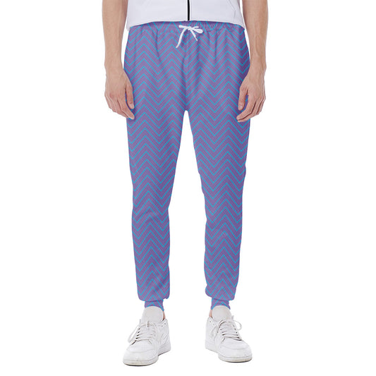 Blue And Purple Zigzag Pattern Print Scuba Joggers