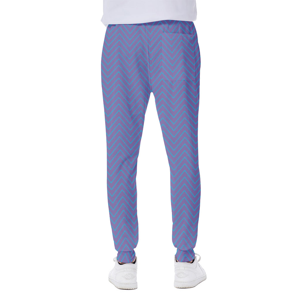 Blue And Purple Zigzag Pattern Print Scuba Joggers