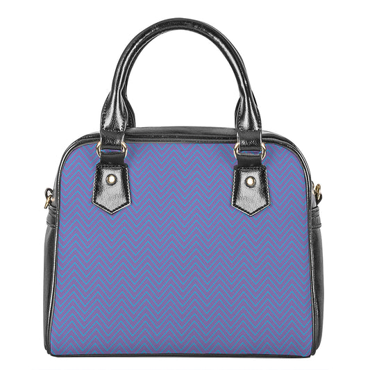 Blue And Purple Zigzag Pattern Print Shoulder Handbag