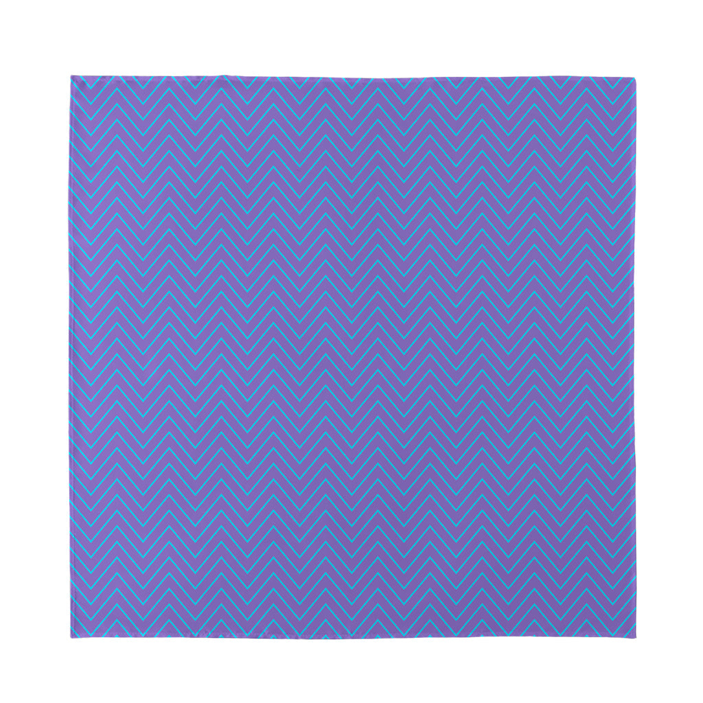 Blue And Purple Zigzag Pattern Print Silk Bandana