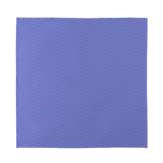Blue And Purple Zigzag Pattern Print Silk Bandana