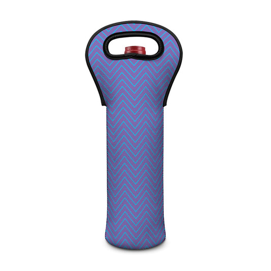 Blue And Purple Zigzag Pattern Print Single Neoprene Wine Tote
