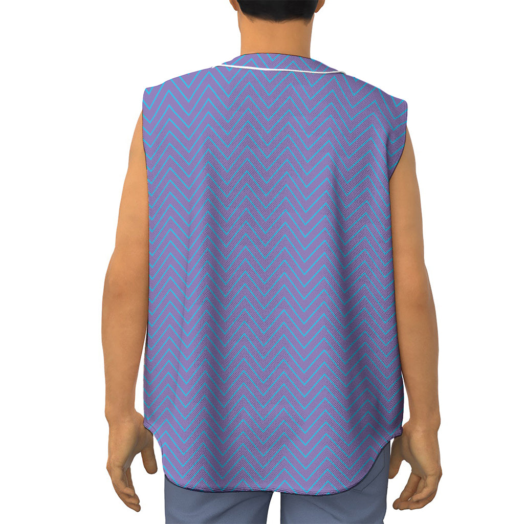 Blue And Purple Zigzag Pattern Print Sleeveless Baseball Jersey