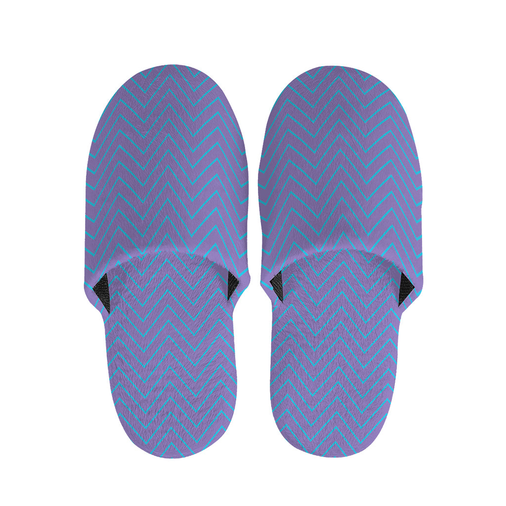 Blue And Purple Zigzag Pattern Print Slippers