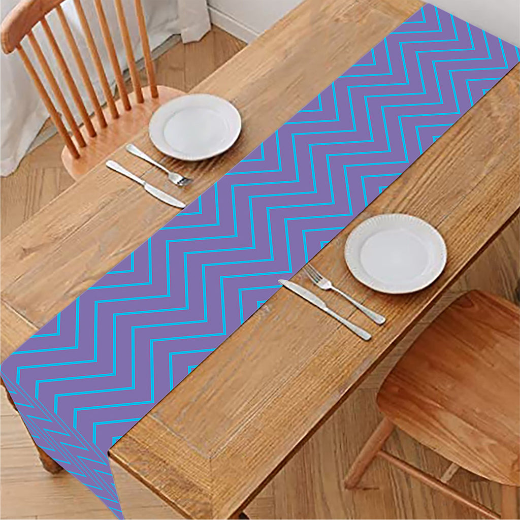 Blue And Purple Zigzag Pattern Print Table Runner