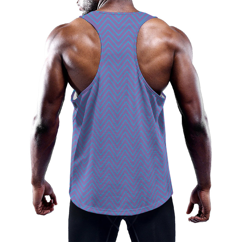 Blue And Purple Zigzag Pattern Print Training Tank Top