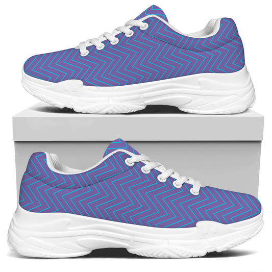 Blue And Purple Zigzag Pattern Print White Chunky Shoes