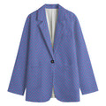 Blue And Purple Zigzag Pattern Print Women's Blazer