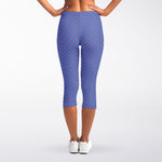 Blue And Purple Zigzag Pattern Print Women's Capri Leggings