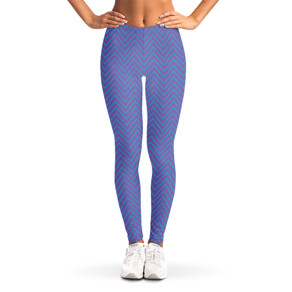 Blue And Purple Zigzag Pattern Print Women's Leggings