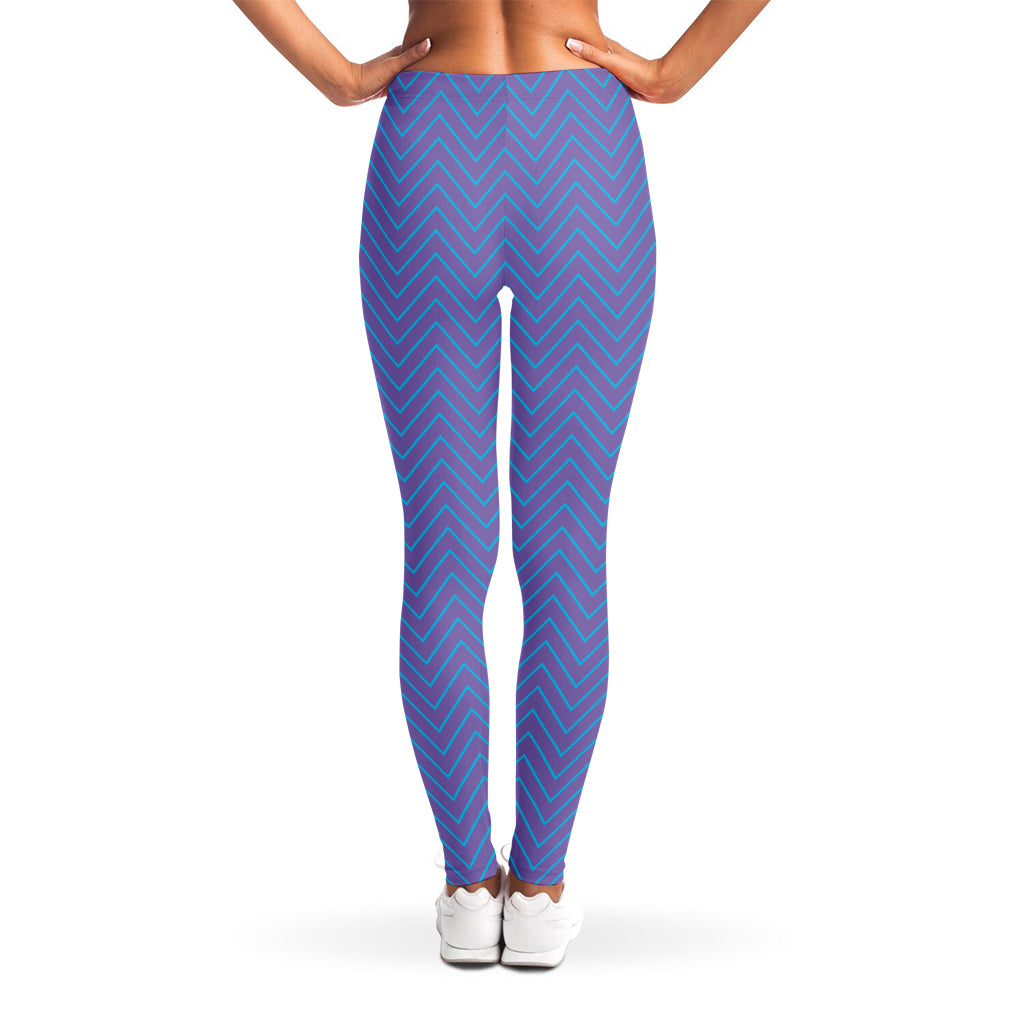 Blue And Purple Zigzag Pattern Print Women's Leggings
