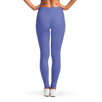 Blue And Purple Zigzag Pattern Print Women's Leggings