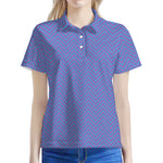 Blue And Purple Zigzag Pattern Print Women's Polo Shirt