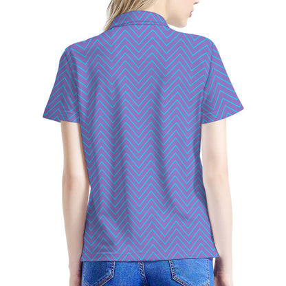 Blue And Purple Zigzag Pattern Print Women's Polo Shirt