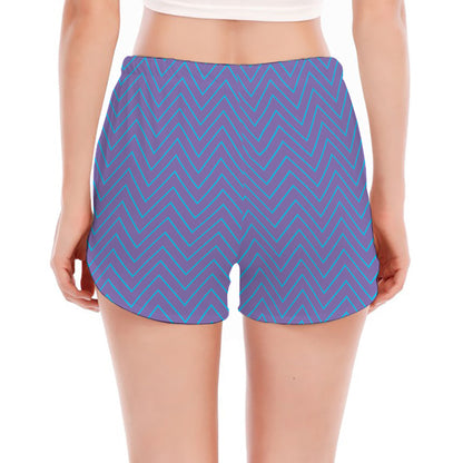 Blue And Purple Zigzag Pattern Print Women's Split Running Shorts