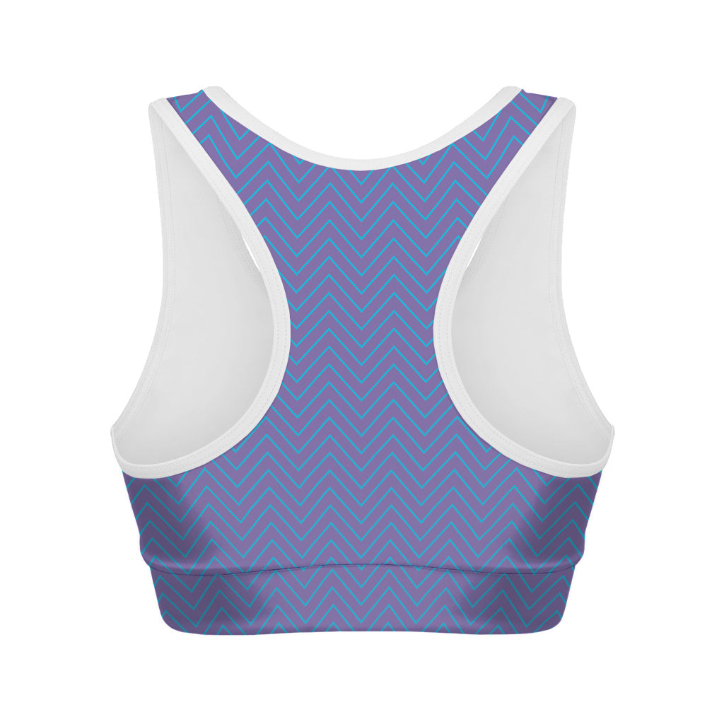 Blue And Purple Zigzag Pattern Print Women's Sports Bra