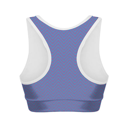 Blue And Purple Zigzag Pattern Print Women's Sports Bra