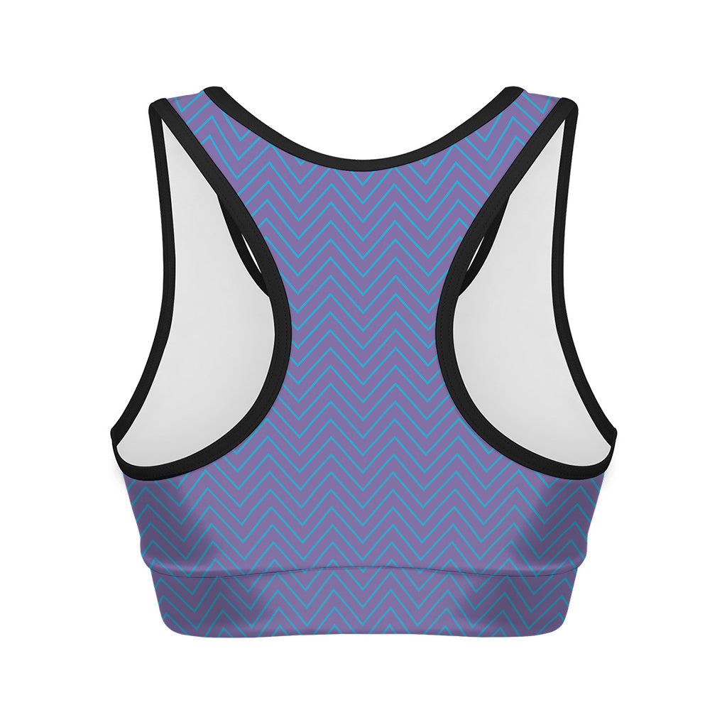 Blue And Purple Zigzag Pattern Print Women's Sports Bra