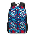 Blue And Red Aztec Pattern Print 17 Inch Backpack