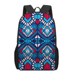 Blue And Red Aztec Pattern Print 17 Inch Backpack