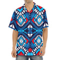 Blue And Red Aztec Pattern Print Aloha Shirt